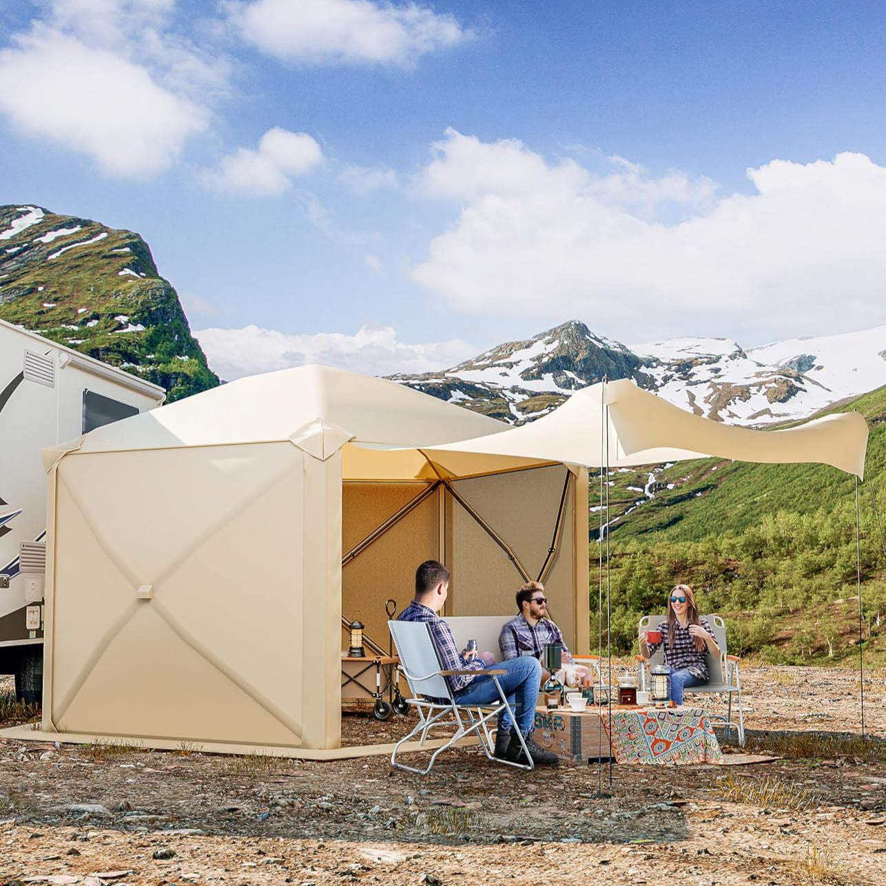opvouwen pop up tent Garvee 10'x10' Pentagonal Pop-Up Screen Tent with 5-Sided Canopy