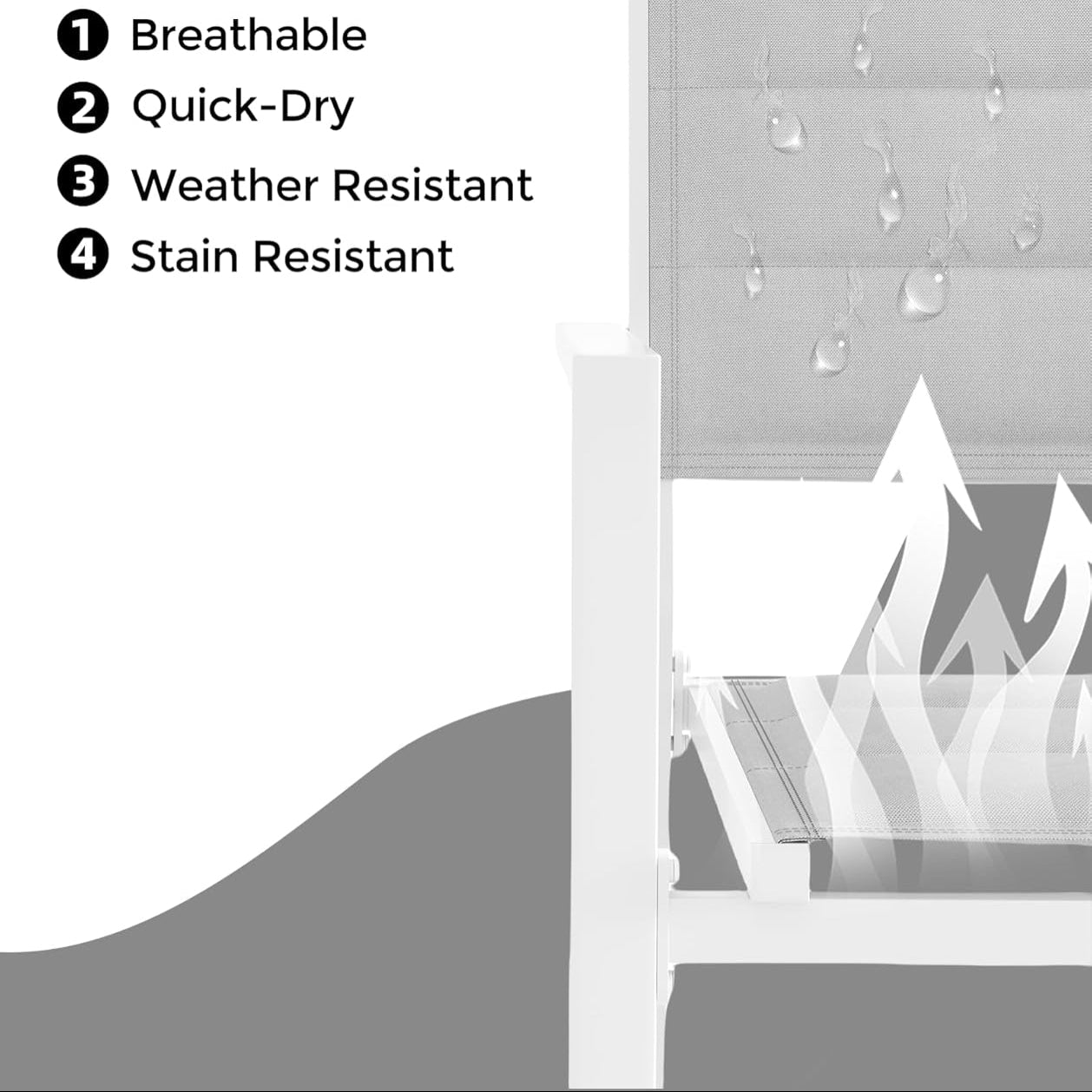 Garvee Patio Stackable Chairs Set of 2, Outdoor Aluminum Stacking Dining Chairs with Textilene Fabric for Outdoor, Patio, Deck, Backyard,White