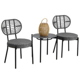 Garvee 3 Piece Patio Bistro Set, Outdoor Wicker Chairs with Table, Rattan Patio Furniture Set for Outdoor, Patio, Deck, Backyard, Black & Grey - Black