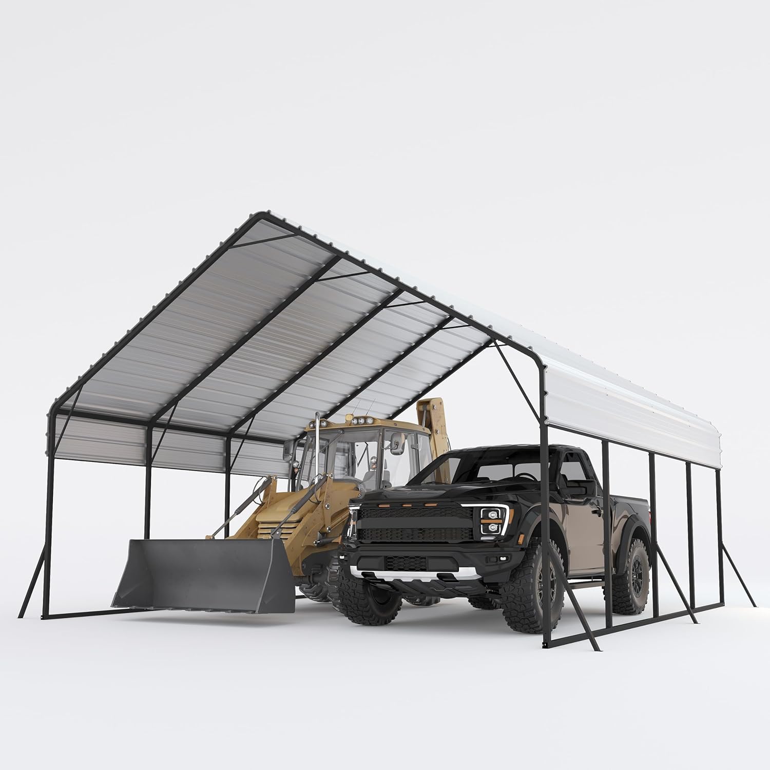 Garvee 20'x20'x13' Metal Carport Heavy Duty Steel Frame, Snow Load 14,000 lbs, 27 Gauge Sheet Metal Roof, Rust-Resistant Coating, Easy Assembly, Permanent Shelter for Boats & Trucks