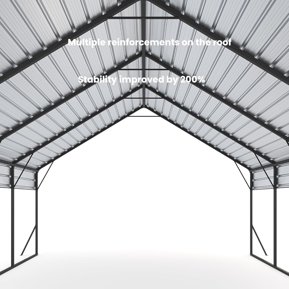 Garvee 20'x20'x13' Metal Carport Heavy Duty Steel Frame, Snow Load 14,000 lbs, 27 Gauge Sheet Metal Roof, Rust-Resistant Coating, Easy Assembly, Permanent Shelter for Boats & Trucks