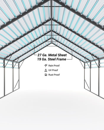 Garvee Metal Carport, 20 x 25 x 13 FT 2-Car Tall Shelter with Reinforced Steel Frame for Pickup Trucks, Bass Boats and Tractors