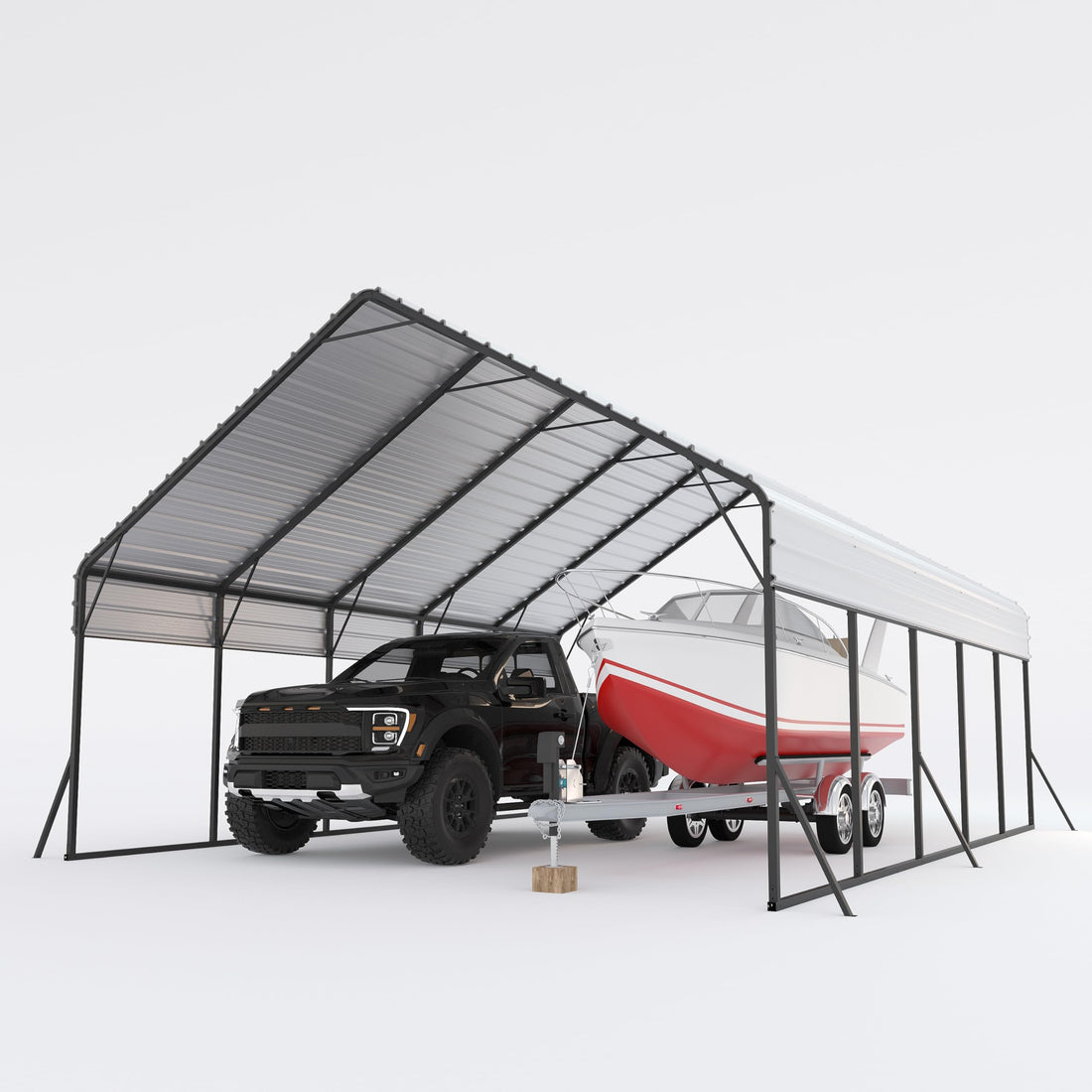 Garvee 20'x25'x13' Metal Carport for 2 Cars, Heavy Duty, Extra Tall, Reinforced Steel Frame, Snow Load 18,000 lbs, Permanent Shelter for Trucks & Boats
