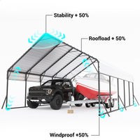 Garvee 20'x25'x13' Heavy-Duty Metal Carport, Extra Tall 2-Car Shelter with Reinforced Steel Frame, All-Weather Protection for Trucks, Boats & RVs