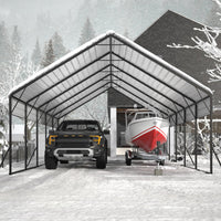 Garvee 20'x25'x13' Heavy-Duty Metal Carport, Extra Tall 2-Car Shelter with Reinforced Steel Frame, All-Weather Protection for Trucks, Boats & RVs