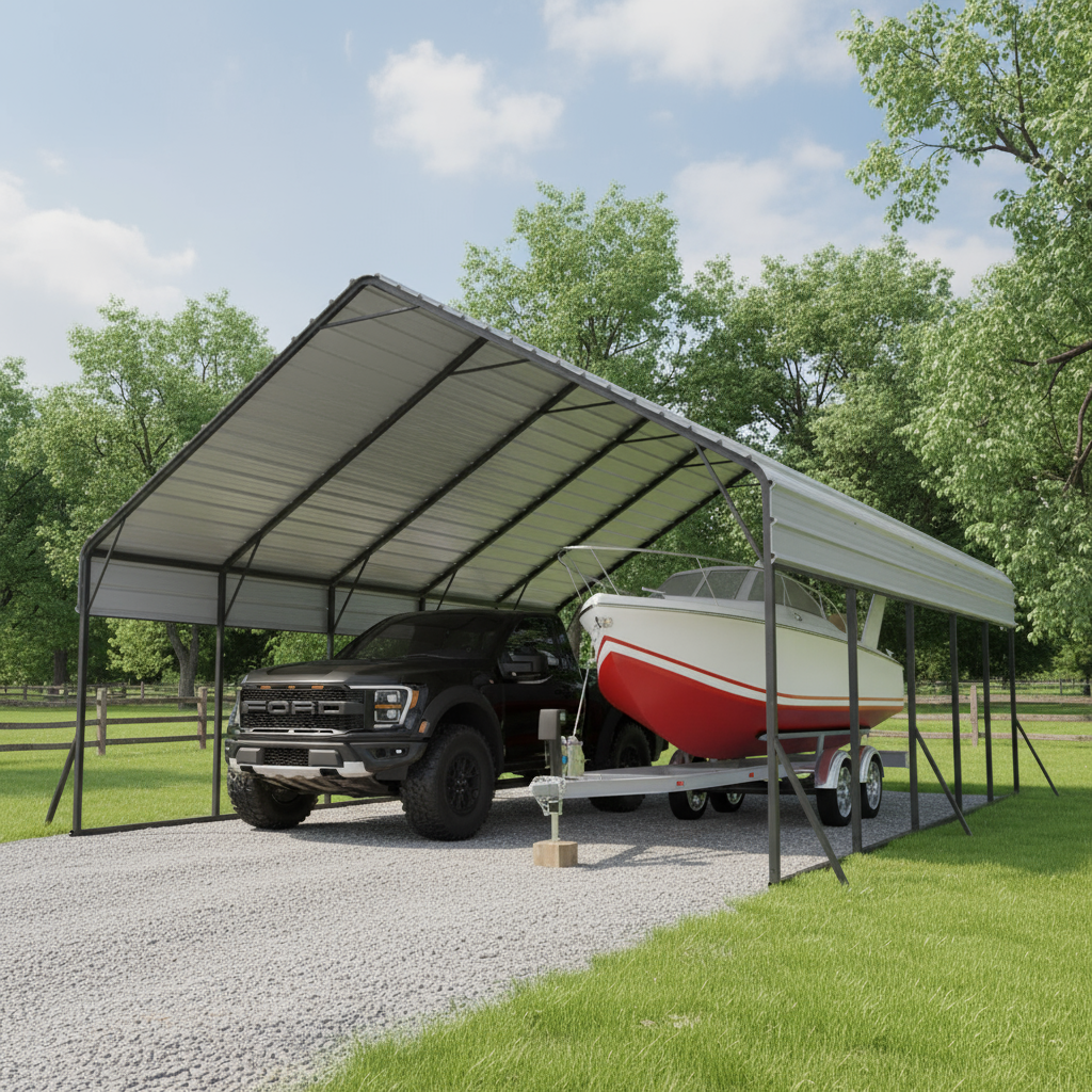 Garvee 20'x25'x13' Heavy-Duty Metal Carport, Extra Tall 2-Car Shelter with Reinforced Steel Frame, All-Weather Protection for Trucks, Boats & RVs