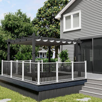 Garvee 10x13 Ft Pergola, Outdoor Metal Pergola with Retractable Canopy, Upgraded Wood-Grain Aluminum Pergola, Modern Pavilion for Backyard, Patio, Porch, Grape Trellis, Gray