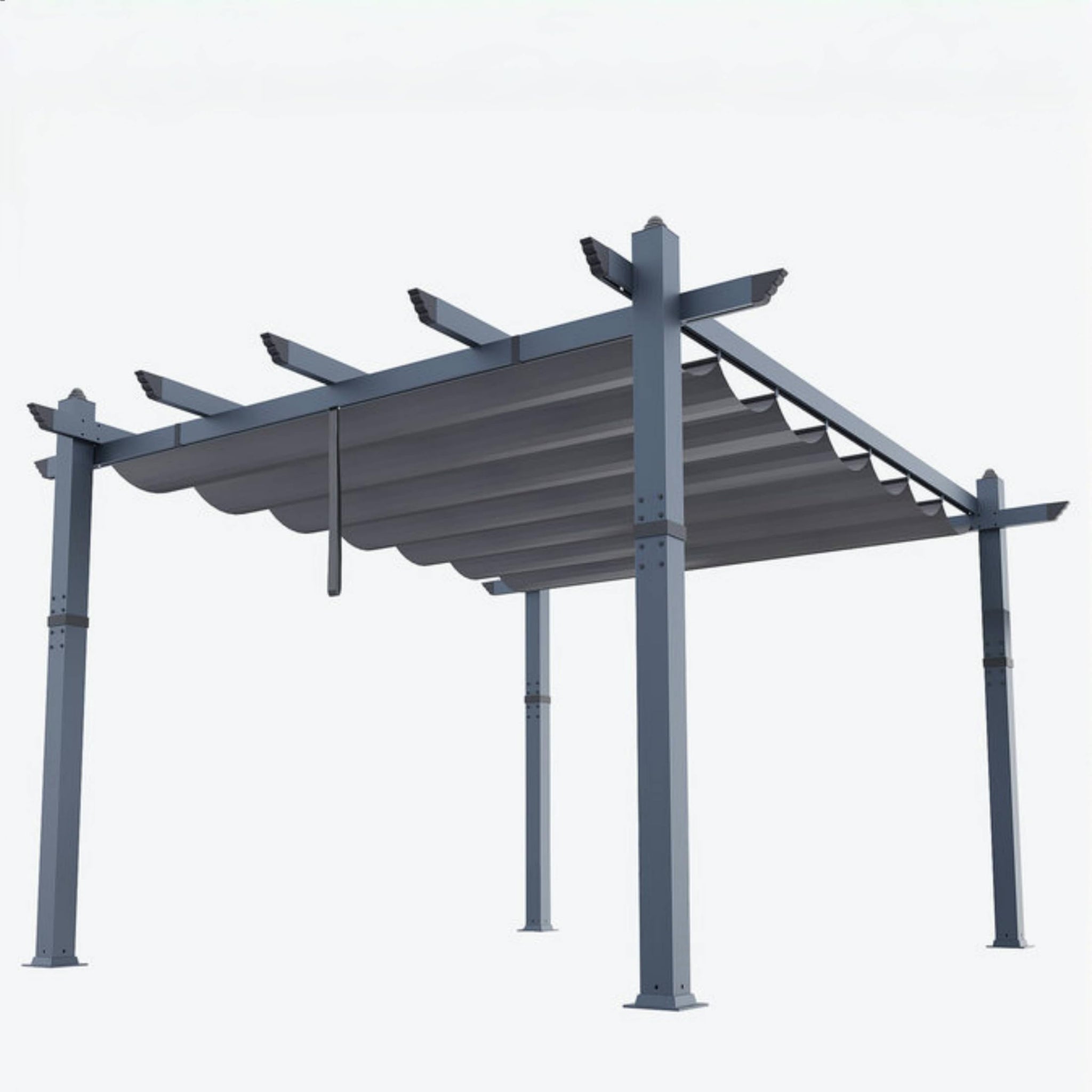 Garvee 10x13 Ft Pergola, Outdoor Metal Pergola with Retractable Canopy, Upgraded Wood-Grain Aluminum Pergola, Modern Pavilion for Backyard, Patio, Porch, Grape Trellis, Gray