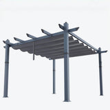 Garvee 10x13 Ft Pergola, Outdoor Metal Pergola with Retractable Canopy, Upgraded Wood-Grain Aluminum Pergola, Modern Pavilion for Backyard, Patio, Porch, Grape Trellis, Gray - Grey
