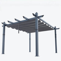 Garvee 10x13 Ft Pergola, Outdoor Metal Pergola with Retractable Canopy, Upgraded Wood-Grain Aluminum Pergola, Modern Pavilion for Backyard, Patio, Porch, Grape Trellis, Gray