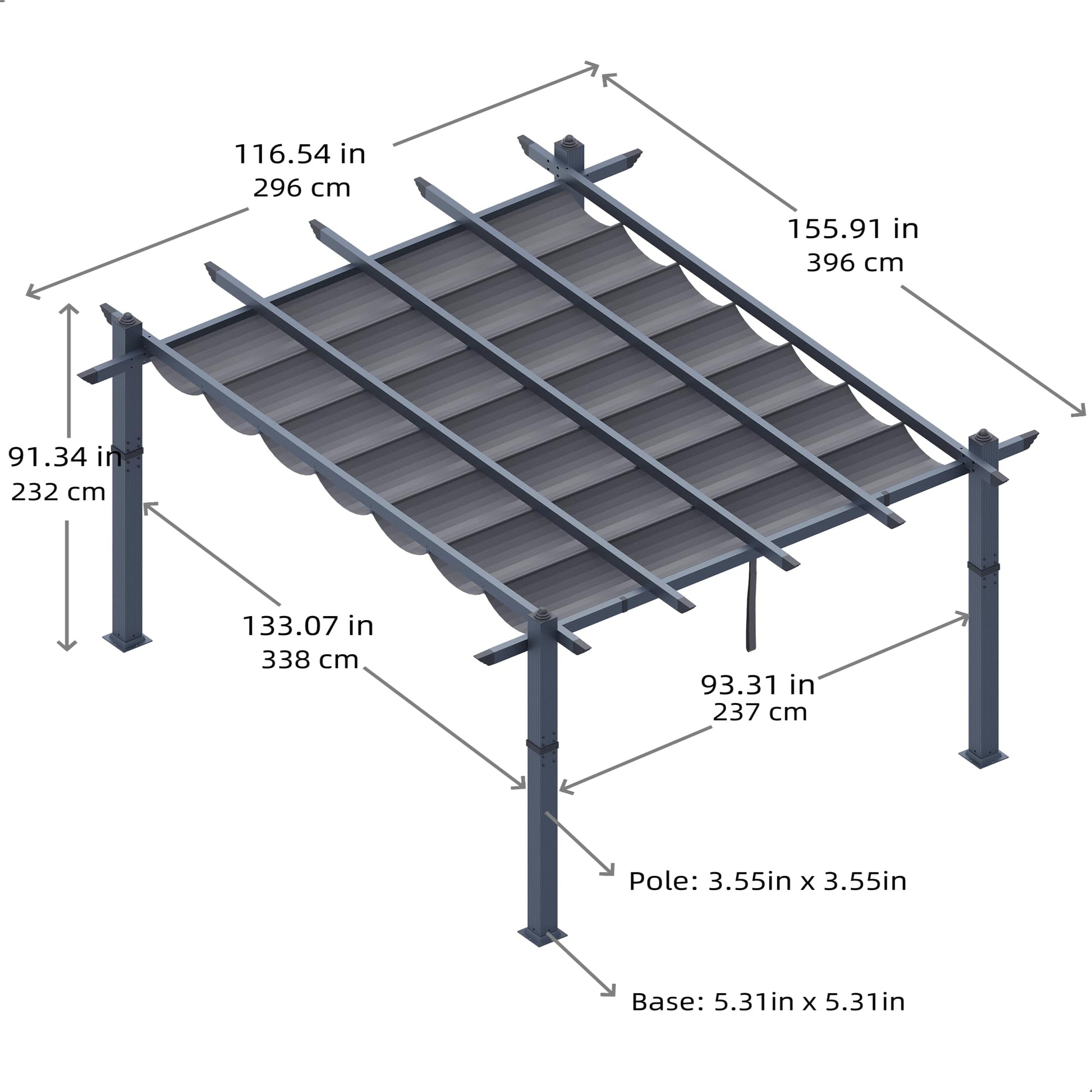 Garvee 10x13 Ft Pergola, Outdoor Metal Pergola with Retractable Canopy, Upgraded Wood-Grain Aluminum Pergola, Modern Pavilion for Backyard, Patio, Porch, Grape Trellis, Gray