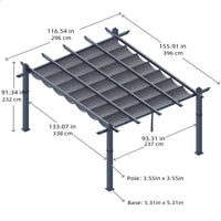 Garvee 10x13 Ft Pergola, Outdoor Metal Pergola with Retractable Canopy, Upgraded Wood-Grain Aluminum Pergola, Modern Pavilion for Backyard, Patio, Porch, Grape Trellis, Gray