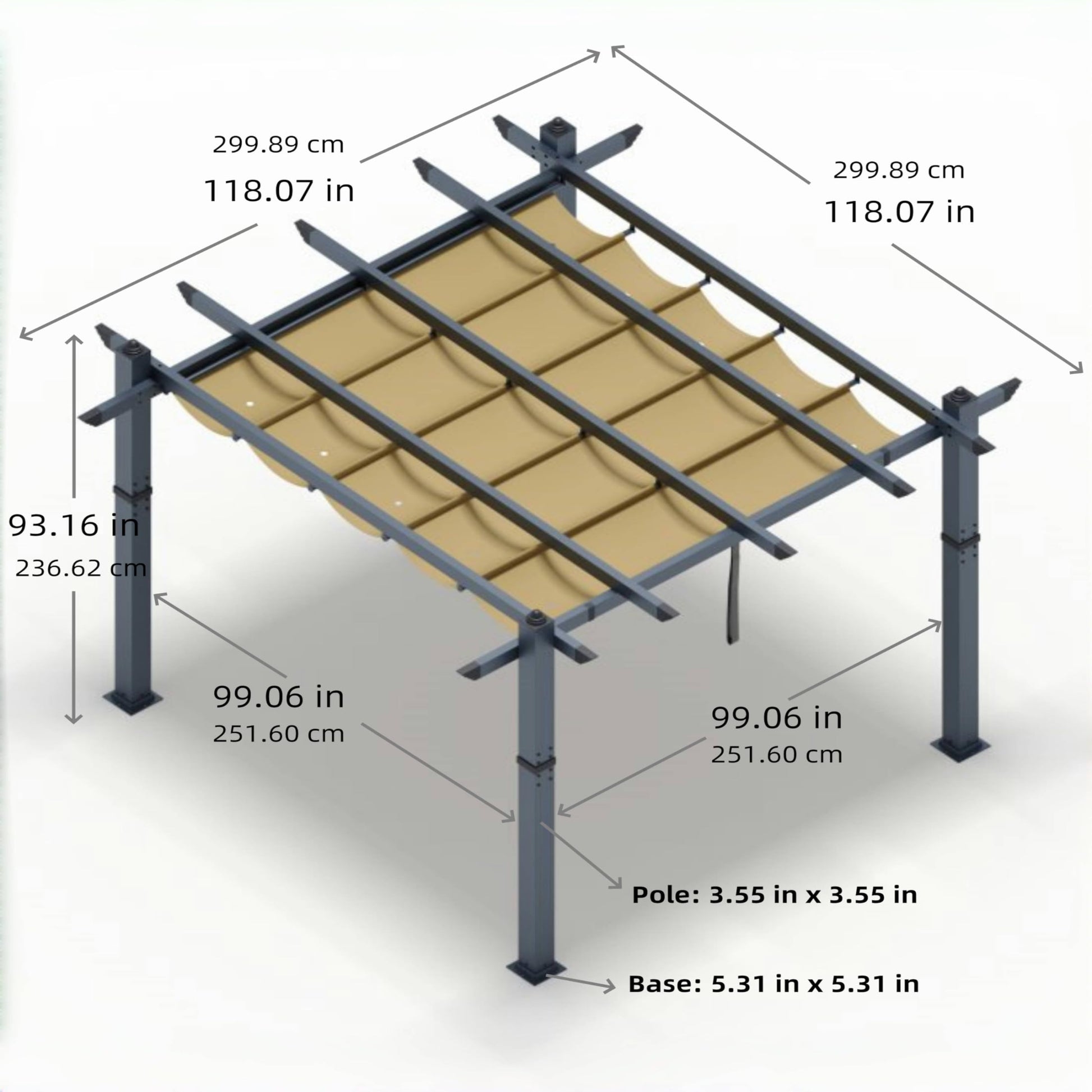 Garvee 10x10 Ft Pergola, Outdoor Metal Pergola with Retractable Canopy, Upgraded Wood-Grain Aluminum Pergola, Modern Pavilion for Backyard, Patio, Porch, Grape Trellis, Khaki