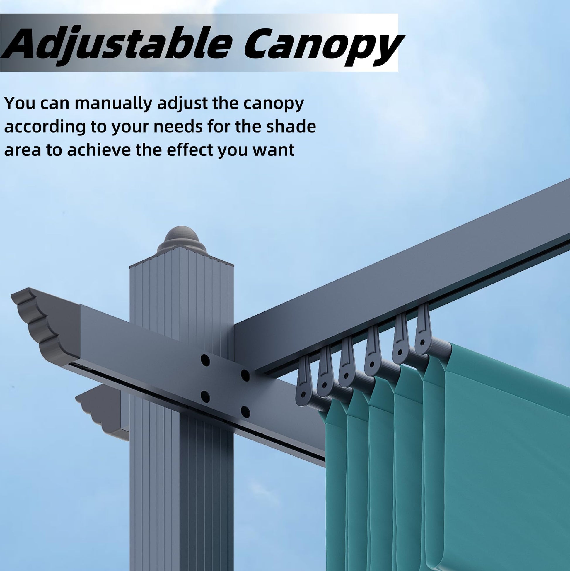 Garvee 10x10 Ft Pergola, Outdoor Metal Pergola with Retractable Canopy, Upgraded Wood-Grain Aluminum Pergola, Modern Pavilion for Backyard, Patio, Porch, Grape Trellis, Blue