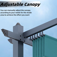 Garvee 10x10 Ft Pergola, Outdoor Metal Pergola with Retractable Canopy, Upgraded Wood-Grain Aluminum Pergola, Modern Pavilion for Backyard, Patio, Porch, Grape Trellis, Blue