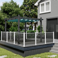 Garvee 10x10 Ft Pergola, Outdoor Metal Pergola with Retractable Canopy, Upgraded Wood-Grain Aluminum Pergola, Modern Pavilion for Backyard, Patio, Porch, Grape Trellis, Blue