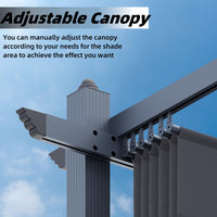 Garvee 10x10 Ft Pergola, Outdoor Metal Pergola with Retractable Canopy, Upgraded Wood-Grain Aluminum Pergola, Modern Pavilion for Backyard, Patio, Porch, Grape Trellis, Gray