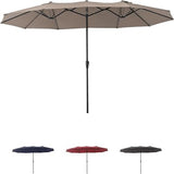 Garvee 15FT Double-Sided Patio Umbrella - Extra Large Outdoor Market Umbrella with Crank, 12-Rib Metal Frame & Air Vents for Backyard, Deck, Pool, Khaki - Khaki