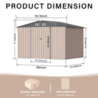 Garvee 6x8 FT Outdoor Storage Sheds, Metal Garden Tool Shed for Backyard, Large Metal Sheds Outdoor Storage with Lockable Doors & Air Vents for Backyard Garden Patio Lawn
