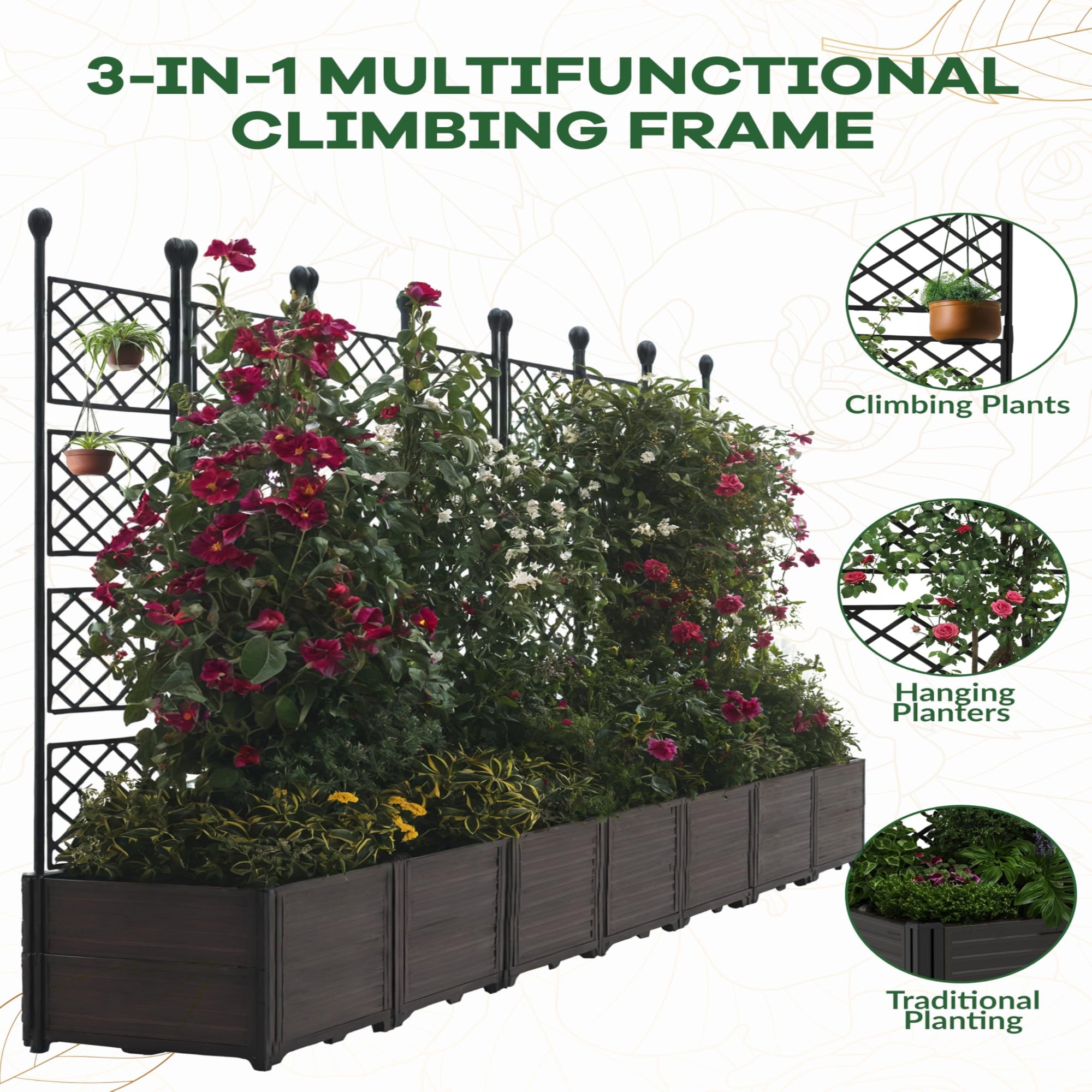 encanto plastic planter box with trellis charlton home Garvee 7Pcs Plastic Plant Box with Metal Trellis for Outdoor Spaces