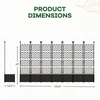 Garvee 7Pcs Plastic Plant Box with Metal Trellis, Raised Garden Bed with Trellis Planter for Climbing Plant Outdoor Raised Planter Box Privacy Screen for Patio Balcony,Planter Box for Backyard Patio