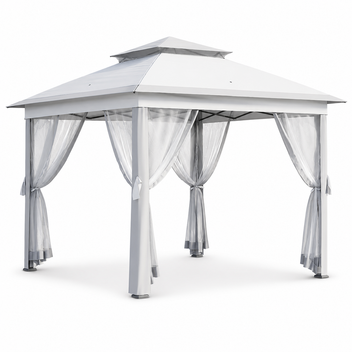 Garvee 11 x 11 ft Pop Up Gazebo Tent with Mosquito Netting, Outdoor Canopy Shelter with Adjustable Height, Water & UV Resistant Patio Gazebo, Easy Setup, Gray