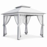 Garvee 11 x 11 ft Pop Up Gazebo Tent with Mosquito Netting, Outdoor Canopy Shelter with Adjustable Height, Water & UV Resistant Patio Gazebo, Easy Setup, Gray - Grey