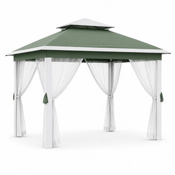 Garvee 11 x 11 ft Pop Up Gazebo Tent with Mosquito Netting, Outdoor Canopy Shelter with Adjustable Height, Water & UV Resistant Patio Gazebo, Easy Setup,  Green