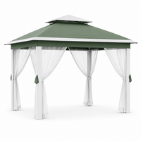 Garvee 11 x 11 ft Pop Up Gazebo Tent with Mosquito Netting, Outdoor Canopy Shelter with Adjustable Height, Water & UV Resistant Patio Gazebo, Easy Setup,  Green