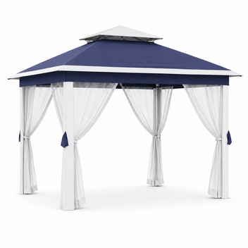 Garvee 11 x 11 ft Pop Up Gazebo Tent with Mosquito Netting, Outdoor Canopy Shelter with Adjustable Height, Water & UV Resistant Patio Gazebo, Easy Setup,  Navy Blue
