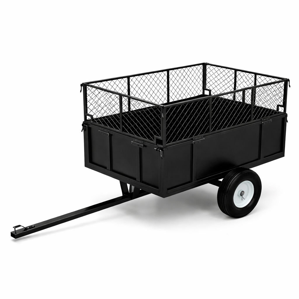 Garvee Heavy Duty Utility Trailer for ATV UTV 750lbs Capacity, 17 Cu. Ft. Bed, Removable Sides, Steel Frame, Pneumatic Tires, Hitch Compatible, Yard and Farm Use