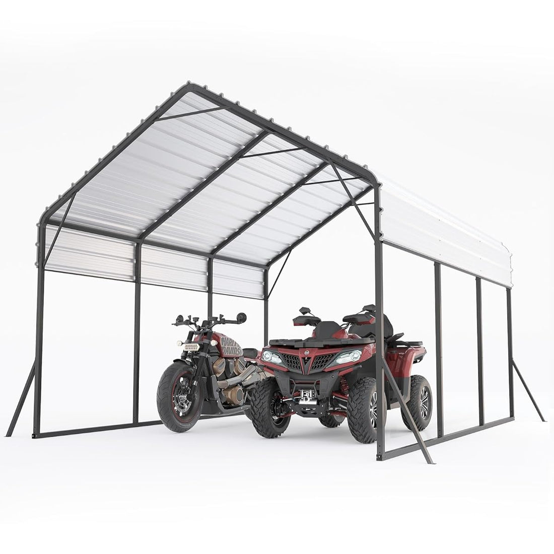 Garvee Metal Carport 13'x16'x11' Heavy Duty Steel 500 lbs Weight, 7,200 lbs Snow Load, Rust-Resistant Coating, Reinforced Frame, Permanent Vehicle Shelter