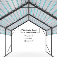 Garvee Metal Carport 13'x16'x11' Heavy Duty Steel 500 lbs Weight, 7,200 lbs Snow Load, Rust-Resistant Coating, Reinforced Frame, Permanent Vehicle Shelter