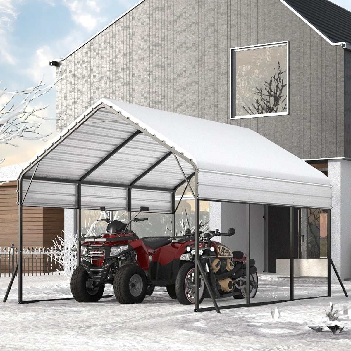 Garvee Metal Carport Heavy Duty Steel Vehicle Shelter 13'x16'x11