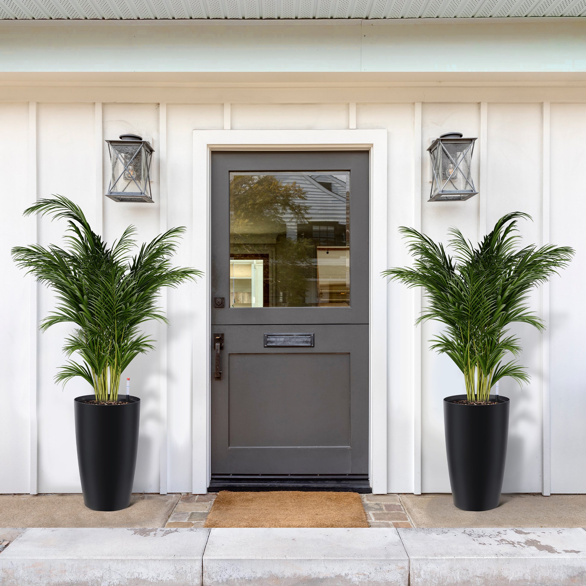 Garvee 22" Tall Round Planter Set of 2, Self Watering Pots for with Water Level Monitor and Built-In Drainage, Large Flower Pot for Patio, Porch, Living Room, or Home Office