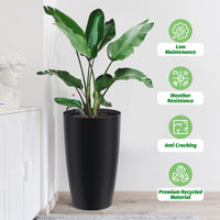 Garvee 22" Tall Round Planter Set of 2, Self Watering Pots for with Water Level Monitor and Built-In Drainage, Large Flower Pot for Patio, Porch, Living Room, or Home Office