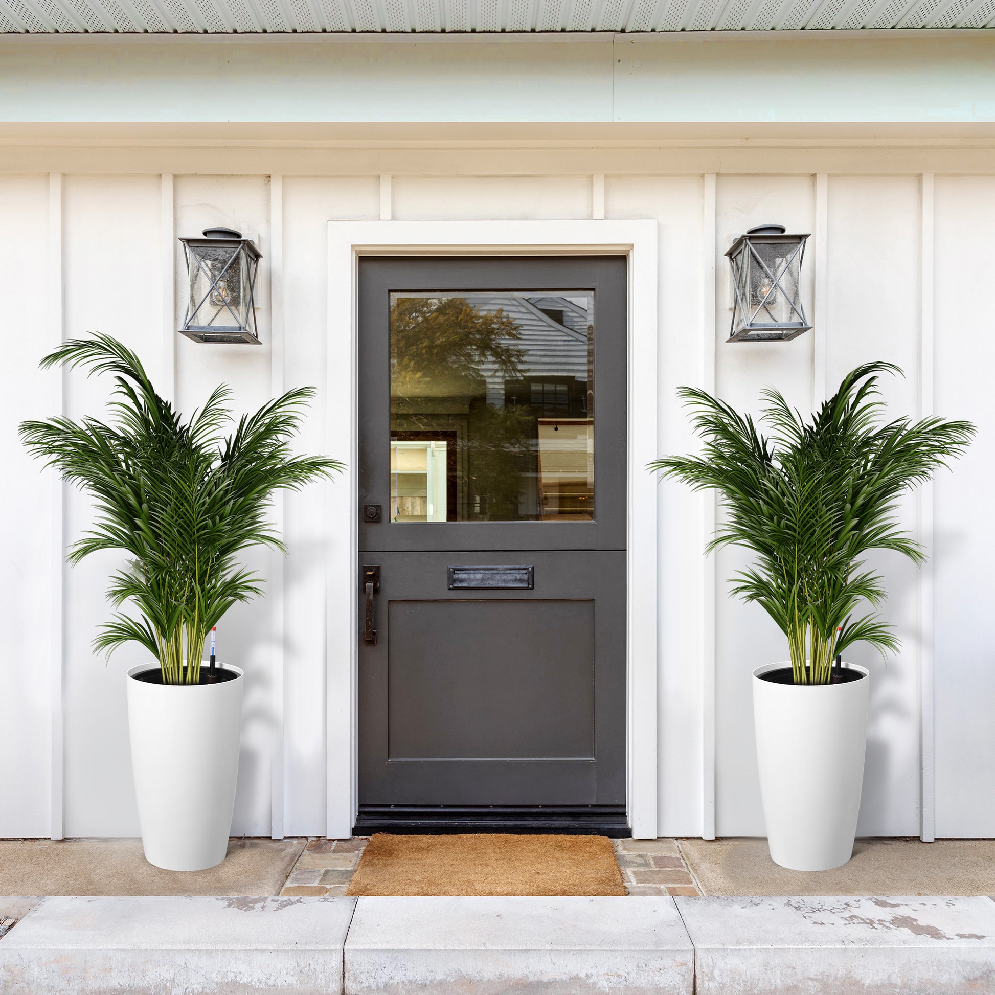 Garvee 22" Tall Round Planter Set of 2, Self Watering Pots for with Water Level Monitor and Built-In Drainage, Large Flower Pot for Patio, Porch, Living Room, or Home Office