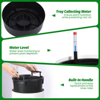 Garvee 22" Tall Round Planter Set of 2, Self Watering Pots for with Water Level Monitor and Built-In Drainage, Large Flower Pot for Patio, Porch, Living Room, or Home Office