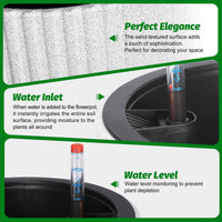 Garvee 14.2" Tall Planters Set of 2, Self Watering Plant Pots with Water Level Monitor and Built-In Drainage, for Patio, Porch, Living Room, or Home Office