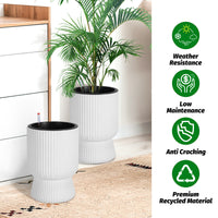 Garvee 14.2" Tall Planters Set of 2, Self Watering Plant Pots with Water Level Monitor and Built-In Drainage, for Patio, Porch, Living Room, or Home Office