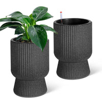 Garvee 14.2" Tall Planters Set of 2, Self Watering Plant Pots with Water Level Monitor and Built-In Drainage, for Patio, Porch, Living Room, or Home Office