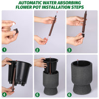 Garvee 14.2" Tall Planters Set of 2, Self Watering Plant Pots with Water Level Monitor and Built-In Drainage, for Patio, Porch, Living Room, or Home Office