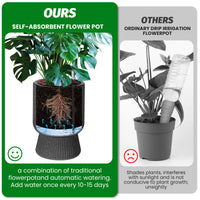 Garvee 14.2" Tall Planters Set of 2, Self Watering Plant Pots with Water Level Monitor and Built-In Drainage, for Patio, Porch, Living Room, or Home Office