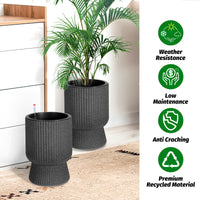Garvee 14.2" Tall Planters Set of 2, Self Watering Plant Pots with Water Level Monitor and Built-In Drainage, for Patio, Porch, Living Room, or Home Office