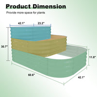 Garvee 3-in-1 Modular Raised Garden Bed Kit - Galvanized Steel Tiered Planter Box for Vegetables, Outdoor Green Planting