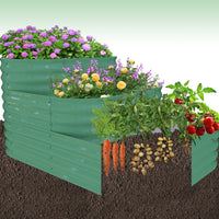 Garvee 3-in-1 Modular Raised Garden Bed Kit - Galvanized Steel Tiered Planter Box for Vegetables, Outdoor Green Planting