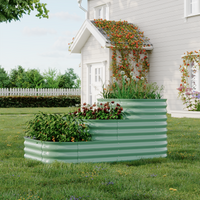Garvee 3-in-1 Modular Raised Garden Bed Kit - Galvanized Steel Tiered Planter Box for Vegetables, Outdoor Green Planting