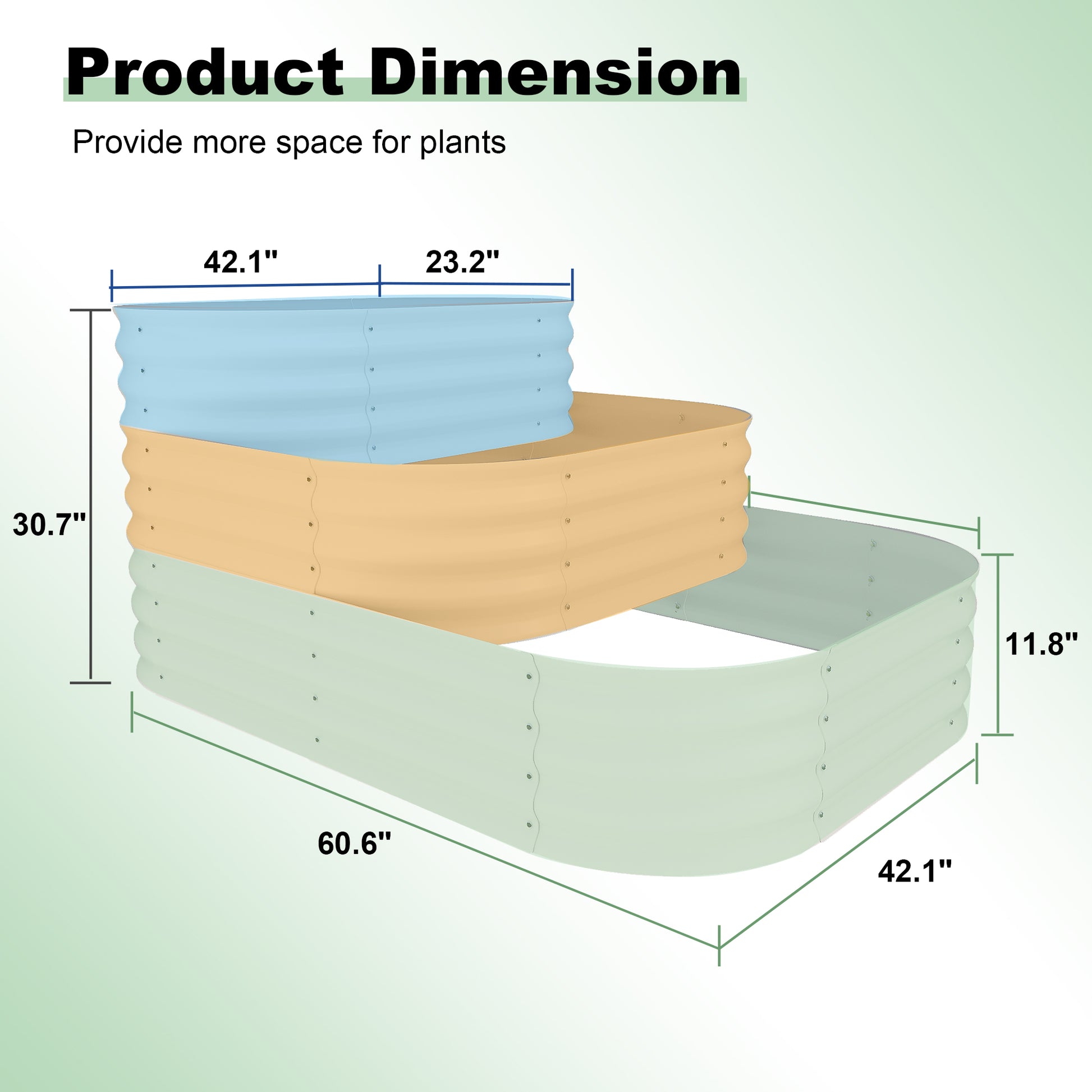 Garvee 3-Tier Galvanized Raised Garden Bed Kit - Modular Planter Box w/Rust-Resistant Steel, Tool-Free Assembly for Vegetables/Herbs, Beige
