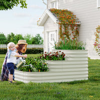 Garvee 3-Tier Galvanized Raised Garden Bed Kit - Modular Planter Box w/Rust-Resistant Steel, Tool-Free Assembly for Vegetables/Herbs, Beige