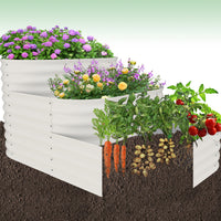 Garvee 3-Tier Galvanized Raised Garden Bed Kit - Modular Planter Box w/Rust-Resistant Steel, Tool-Free Assembly for Vegetables/Herbs, Beige
